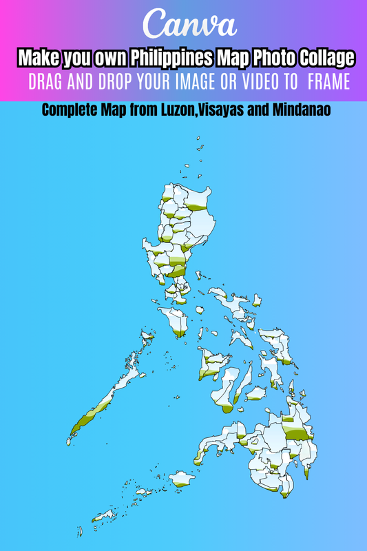 Philippines Map Travel Photo Collage | Editable in Canva